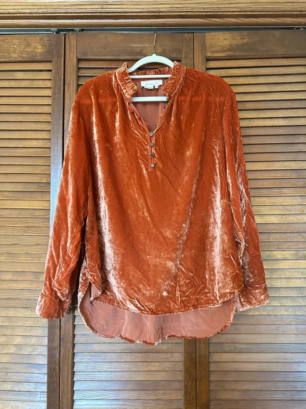 Anthropologie velvet Kristianne burnt orange button top size medium - Picture 6 of 11